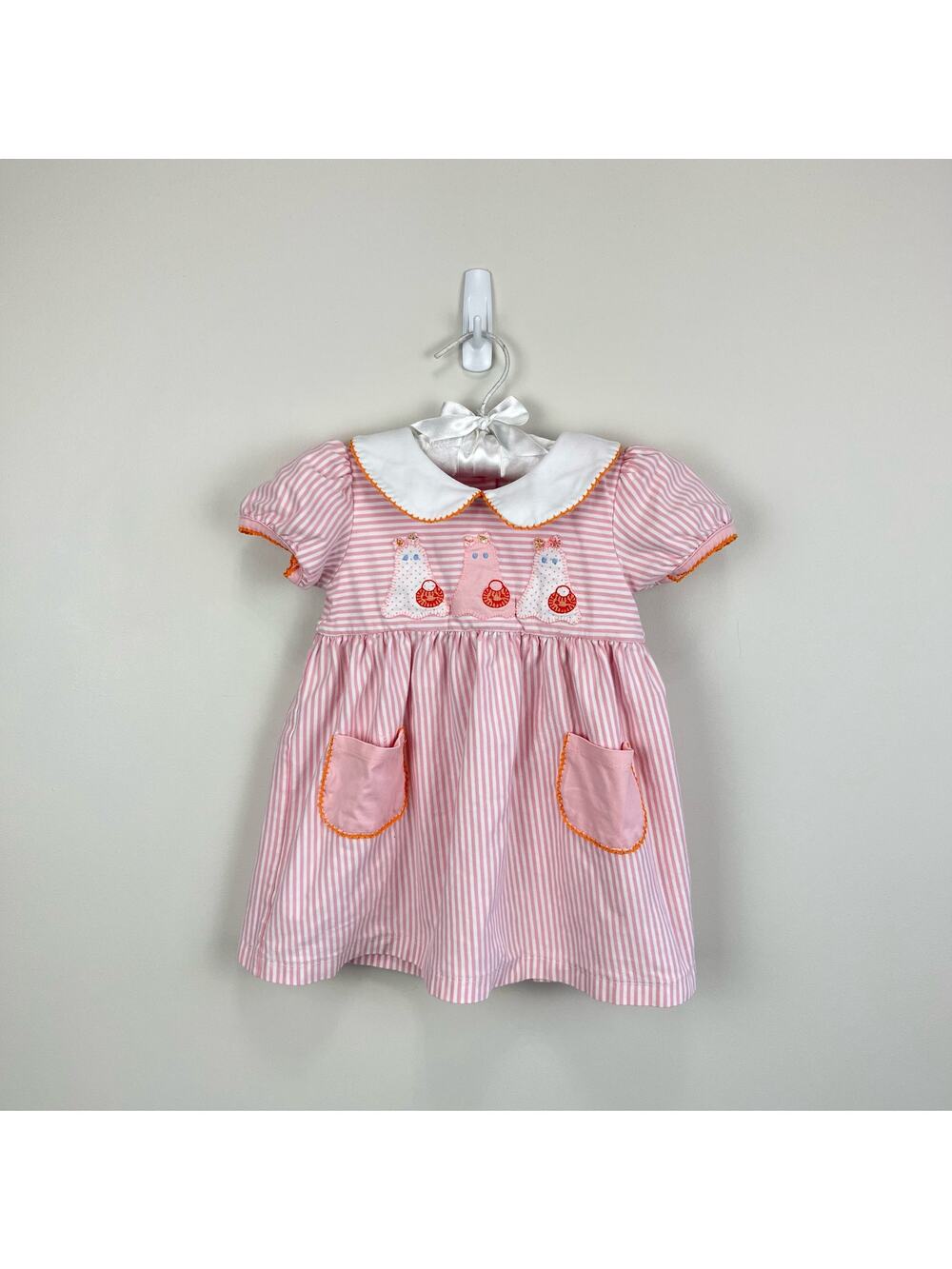 Shrimp & Grits Kids Pink Stripe Halloween Dress 18 Months